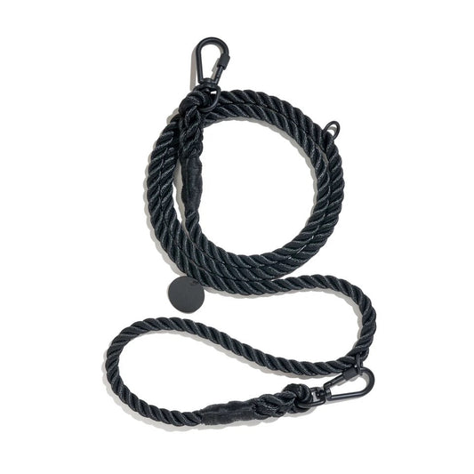 Found My Animal Matte Black Rope Adjustable Dog Leash Large