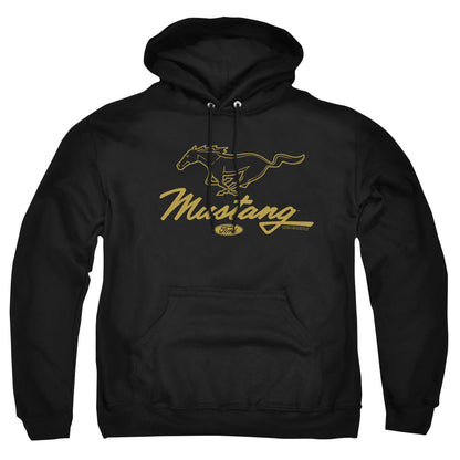 Ford Mustang Pony Script Mens Hoodie Black