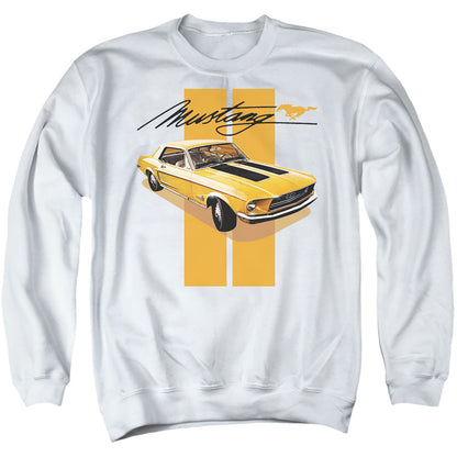 Ford Mustang Stang Stripes Mens Crewneck Sweatshirt White
