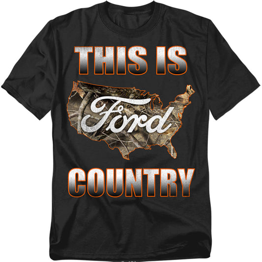 Ford Go Further Orange Camo Mens T Shirt Black Officially Licensed