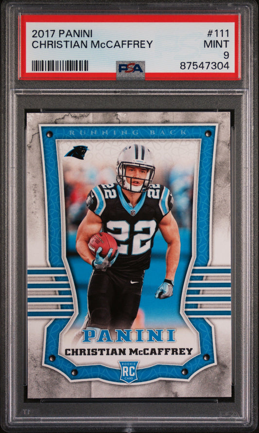 Graded 2017 Panini Christian McCaffrey #111 Rookie RC Football Card PSA 9 Mint