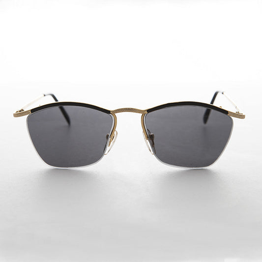 90s Unisex Classic Vintage Sunglass with Metal Half Rim - Francis