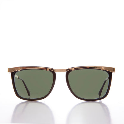 90s Unique Gold Brow Squared Sunglass - Francois