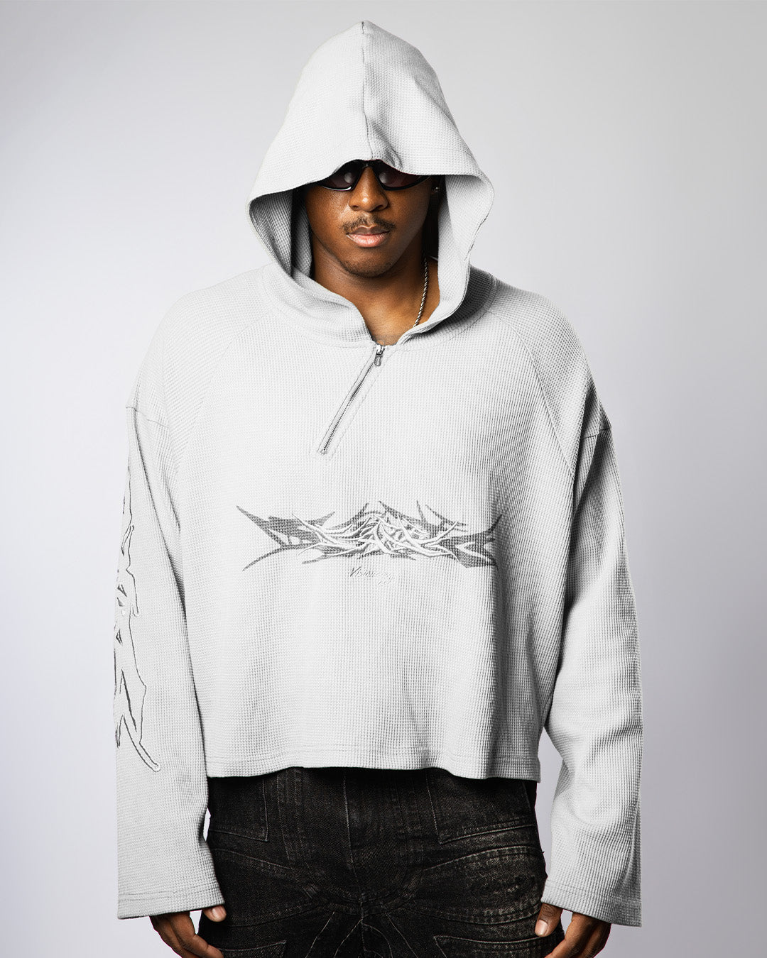 X-RAY THERMAL KNIT HOODIE V2 ( BONES GREY )
