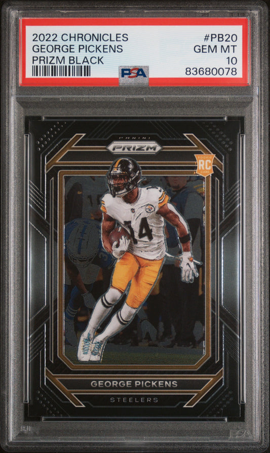 Graded 2022 Panini Chronicles George Pickens #PB20 Prizm Black Rookie RC Football Card PSA 10 Gem Mint