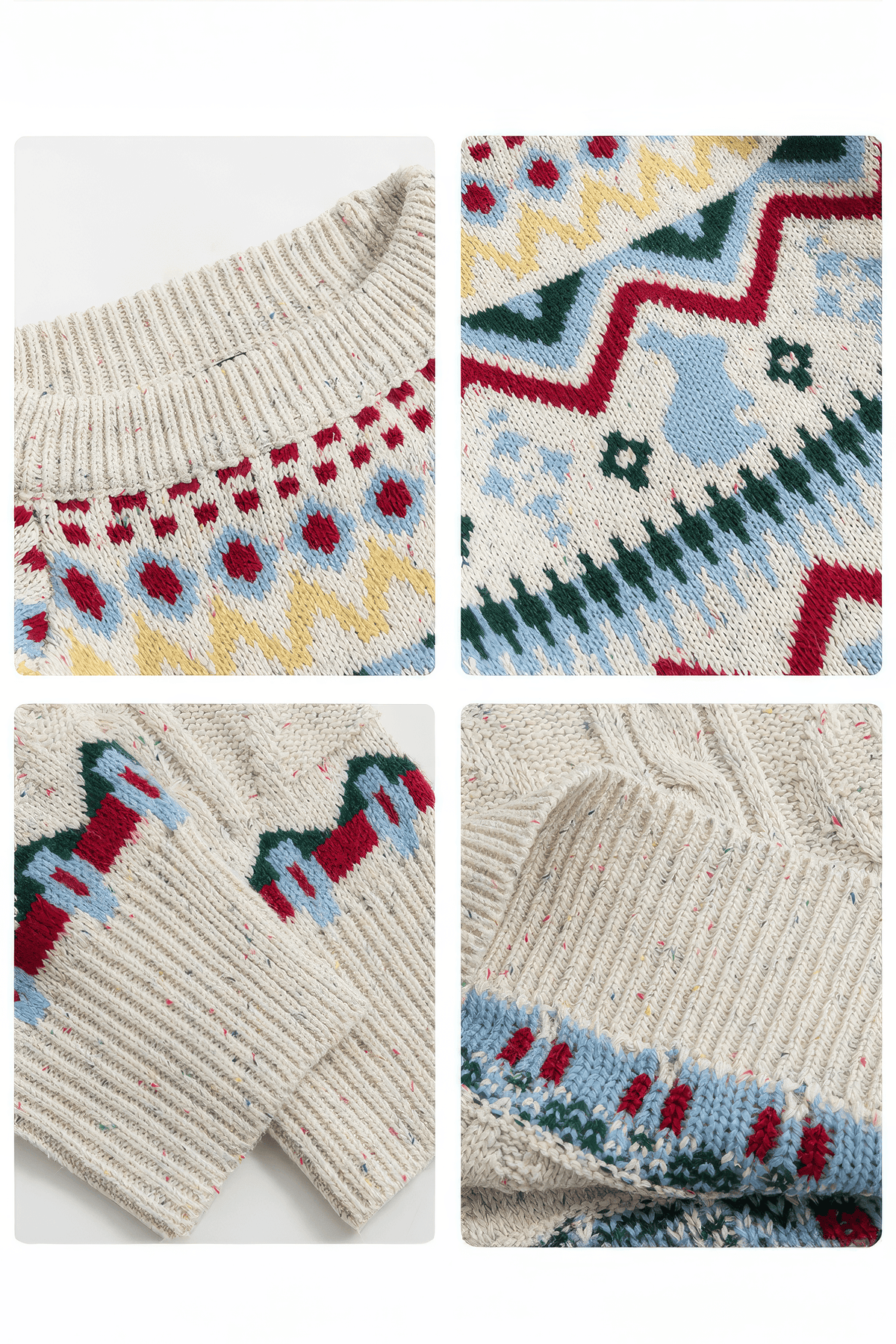 Fair Isle Red Holiday Knit Sweater - Cozy Oversized Pullover for Festive Vibes