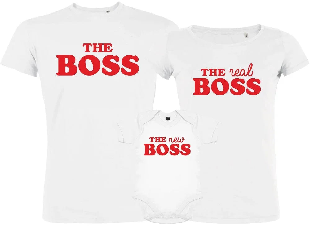 The boss The real boss The New Boss Matching Family Organic Tees (Set of 3)