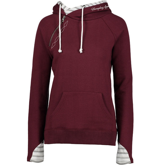 Fancy Stitch Hoodie: Cranberry