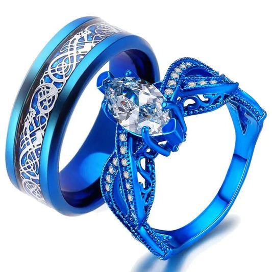 Fashion Blue Dragon Stainless Steel Ring