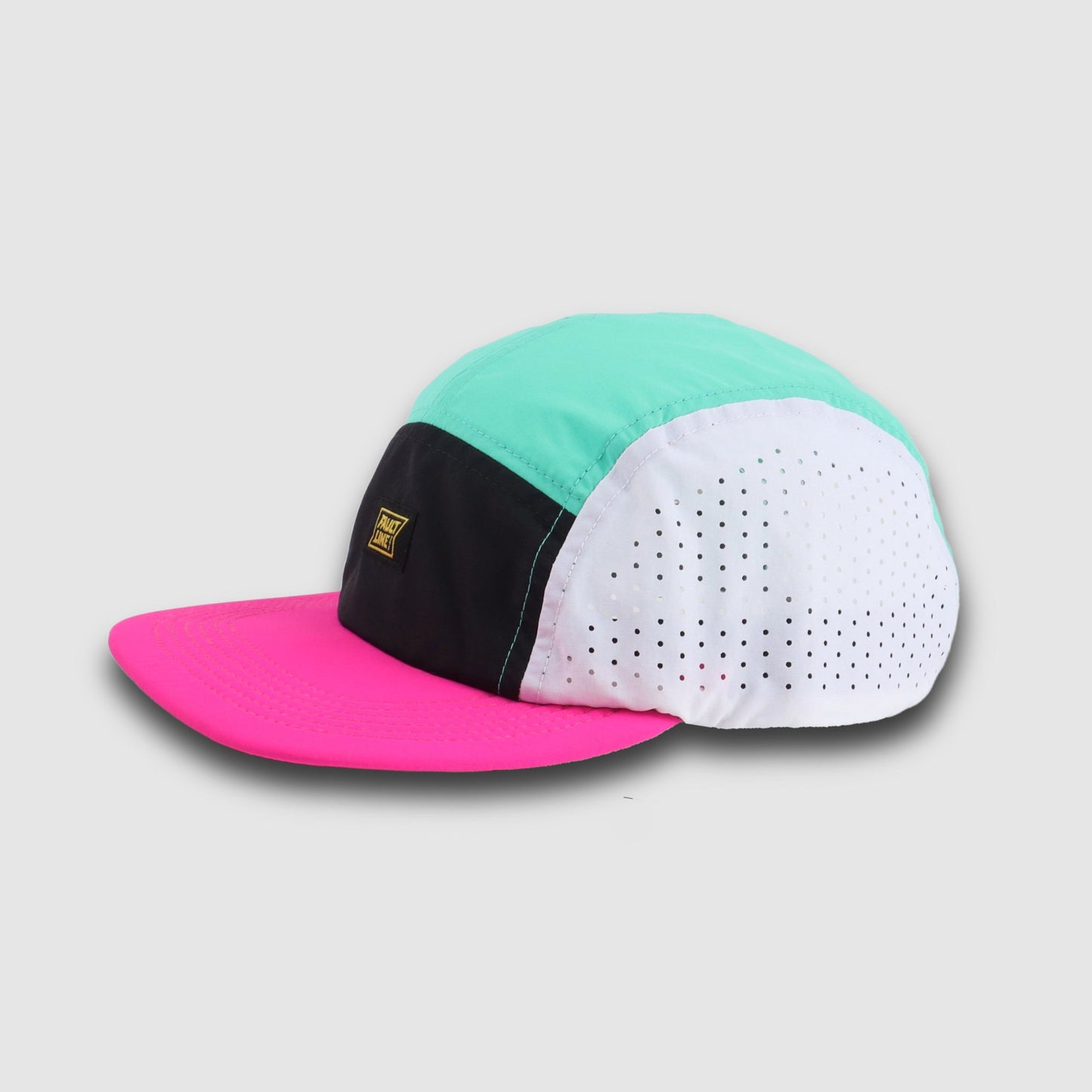 Crushable 5-Panel Camper Hat - Seafoam/Fuchsia