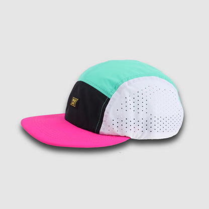 Crushable 5-Panel Camper Hat - Seafoam/Fuchsia