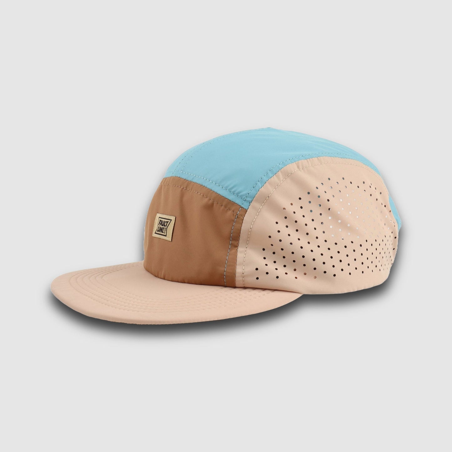 Crushable 5-Panel Camper Hat - Tan/Teal