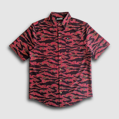 Langley Tech Button Up Shirt - Maroon Tiger Camo