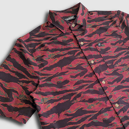 Langley Tech Button Up Shirt - Maroon Tiger Camo