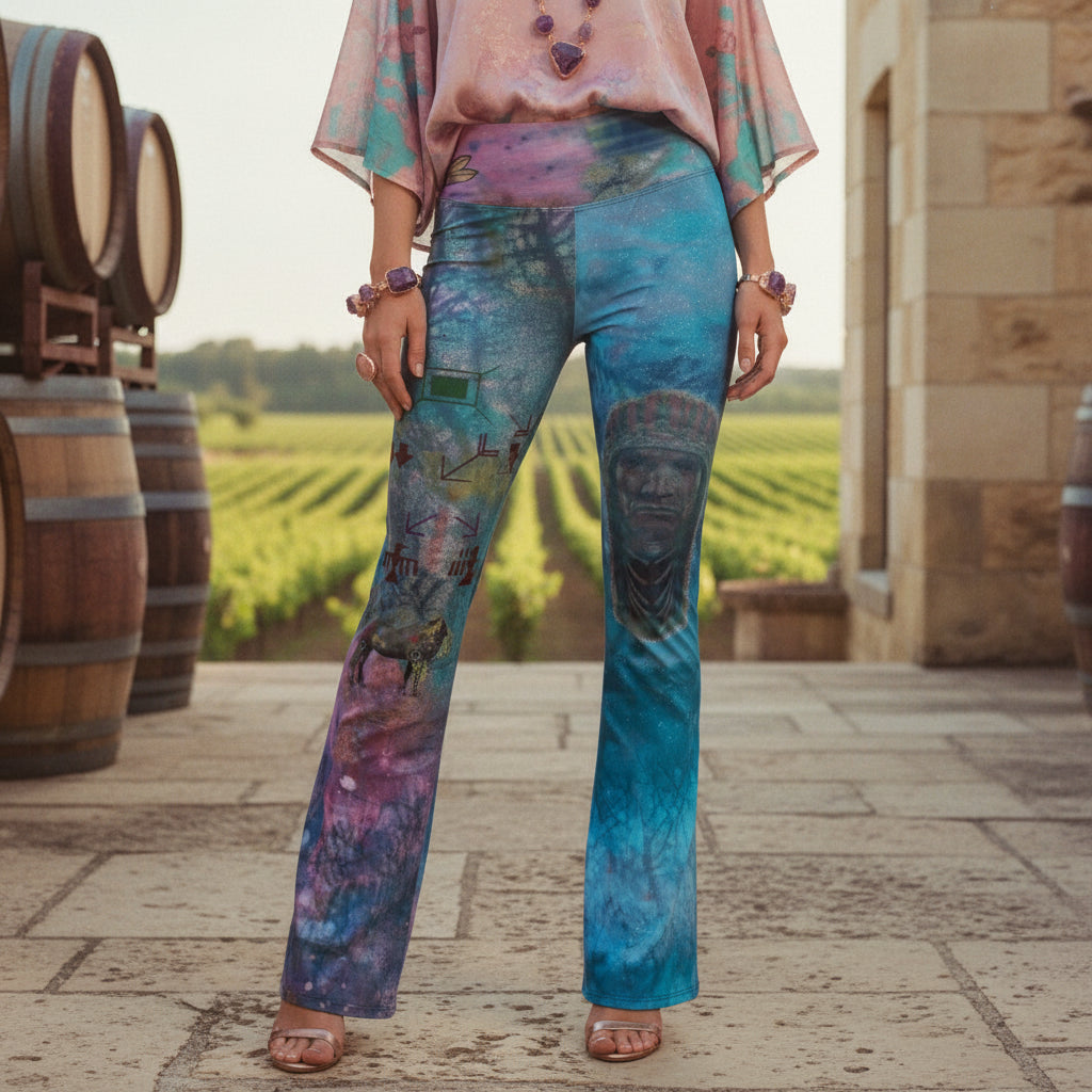 Feathers of Our Fathers High Waist Flare leggings