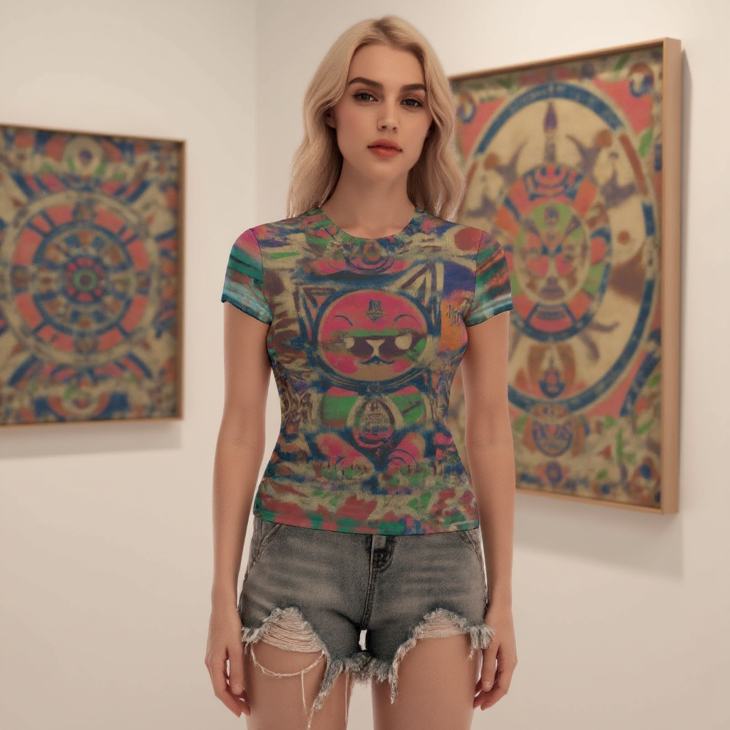 Feline Urbana Women's Short Sleeve Mesh Blouse Top