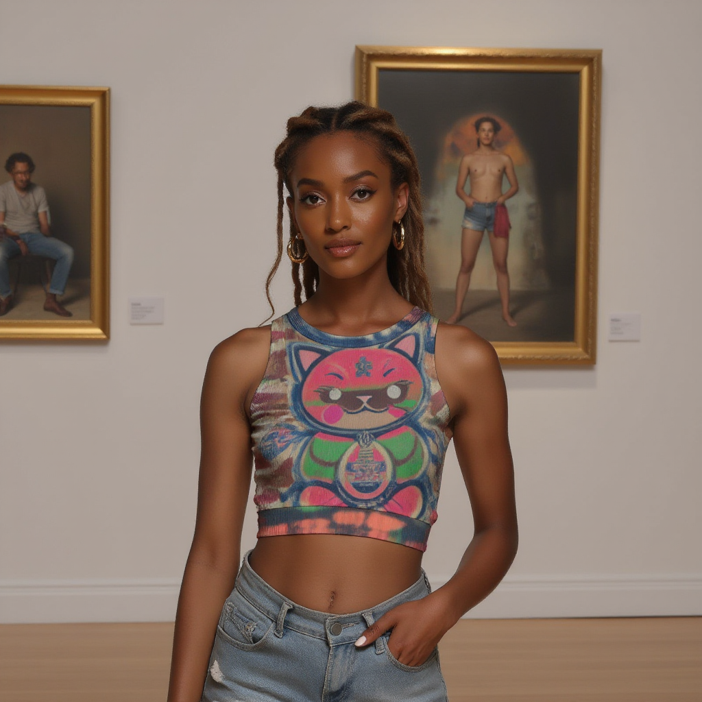 Feline Urbana Women's Sleeveless Open Back Crop Top