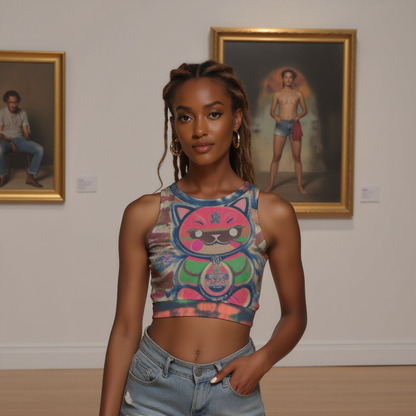 Feline Urbana Women's Sleeveless Open Back Crop Top