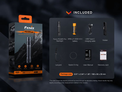 Fenix PD36R Pro 2800 Lumen Flashlight + FREE E03R V2 Keychain Light