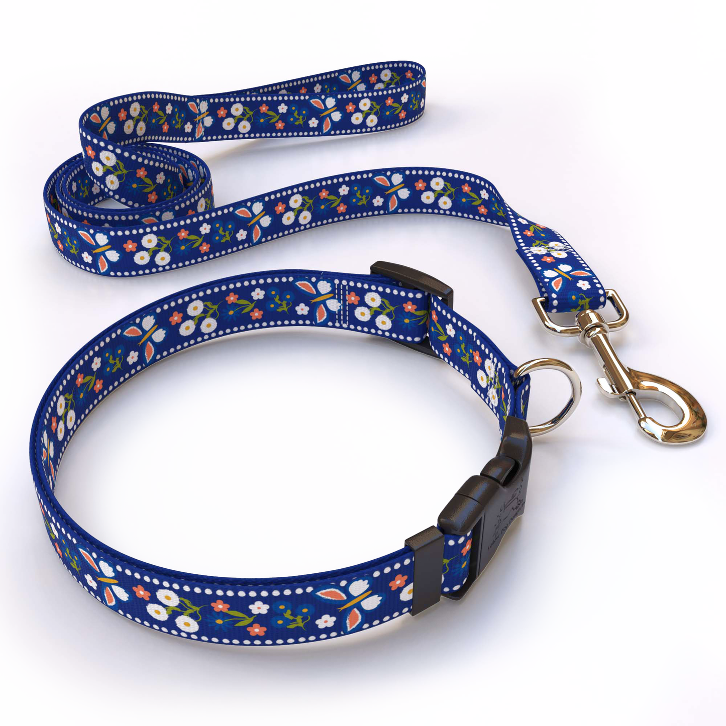 Festive Butterfly Blue Dog Collar