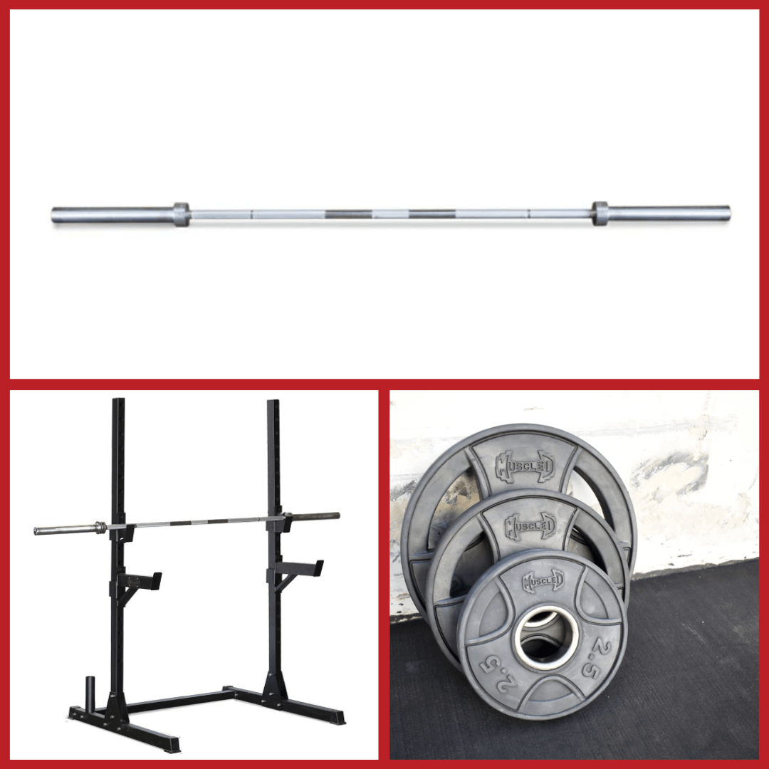 Compact Squat Stand Fitness Package - Muscle D - Vertical Bar Storage