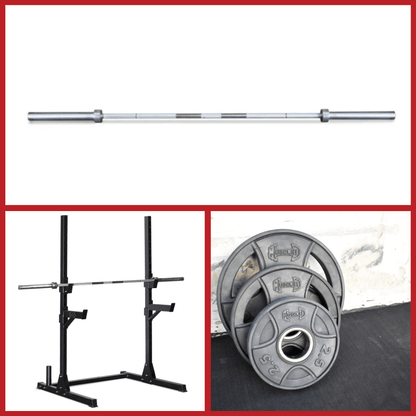 Compact Squat Stand Fitness Package - Muscle D - Vertical Bar Storage