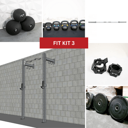 TGrip Commercial 4' Low Profile Wall Mount Rig Fitness Kits - 3x3 Steel - Functional Multi-Grip Pull-Up - Sandwich Style J-Hooks