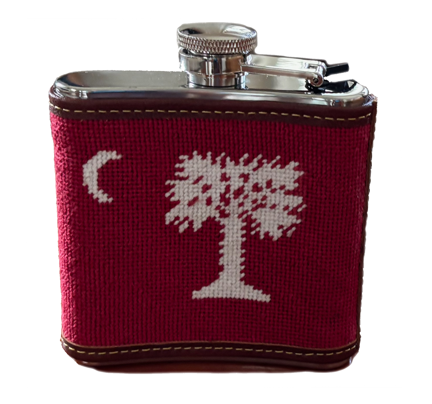 Citadel Big Red Hand-stitched Needlepoint Flask