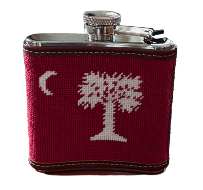 Citadel Big Red Hand-stitched Needlepoint Flask