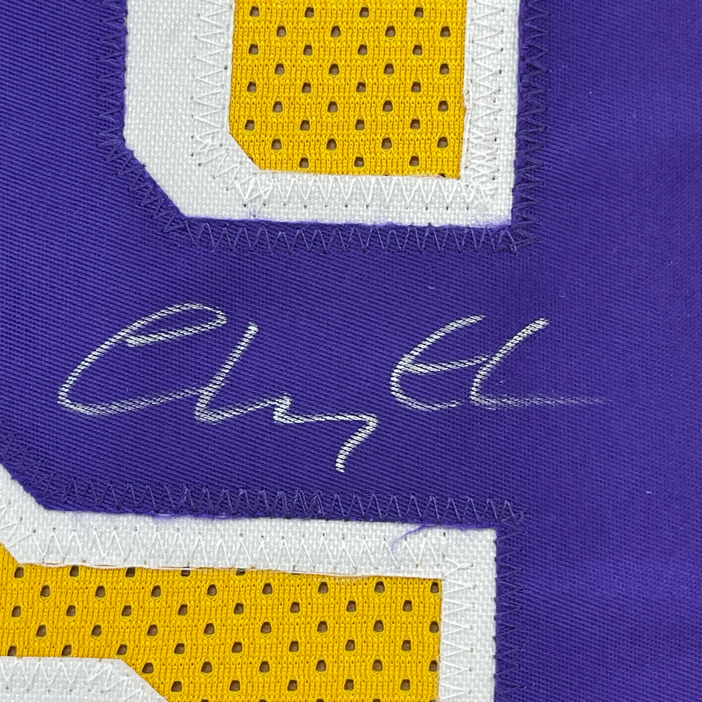 Framed Autographed/Signed Chevy Chase 35x39 Fletch Los Angeles LA Yellow Basketball Jersey Beckett BAS COA