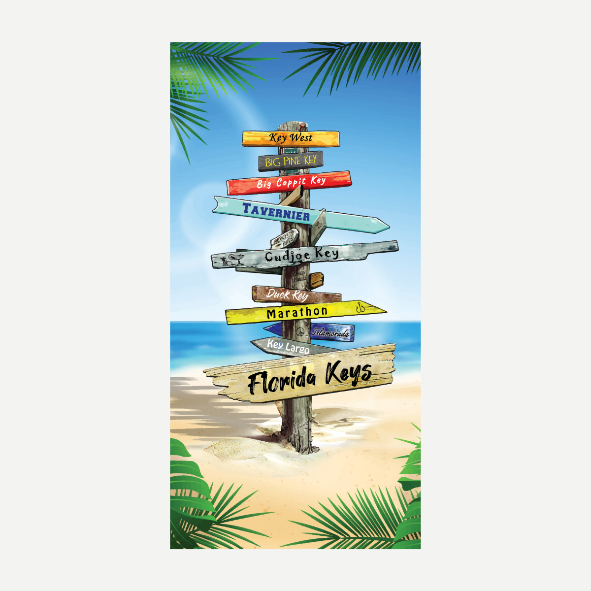 Florida Keys Sign Beach Towel