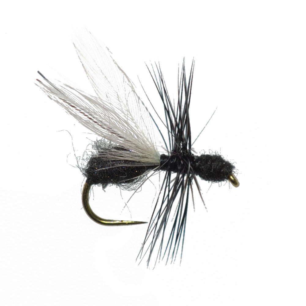Barbless Black Fur Flying Ant Terrestrial Trout Dry Fly - 6 Flies Hook Size 14