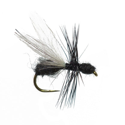 Barbless Black Fur Flying Ant Terrestrial Trout Dry Fly - 6 Flies Hook Size 14