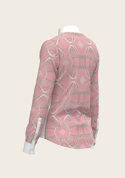 Roped Bridles on Rose Long Sleeve Show Shirt