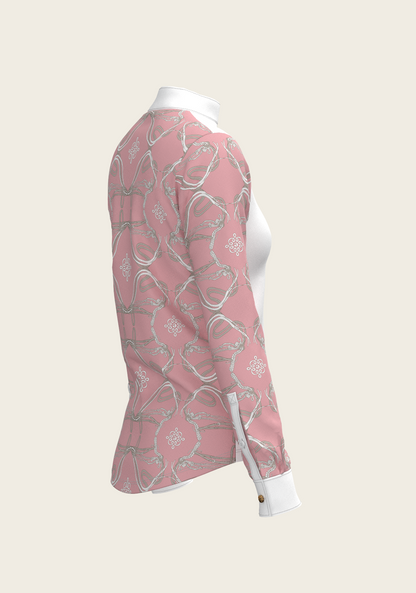 Roped Bridles on Rose Long Sleeve Show Shirt