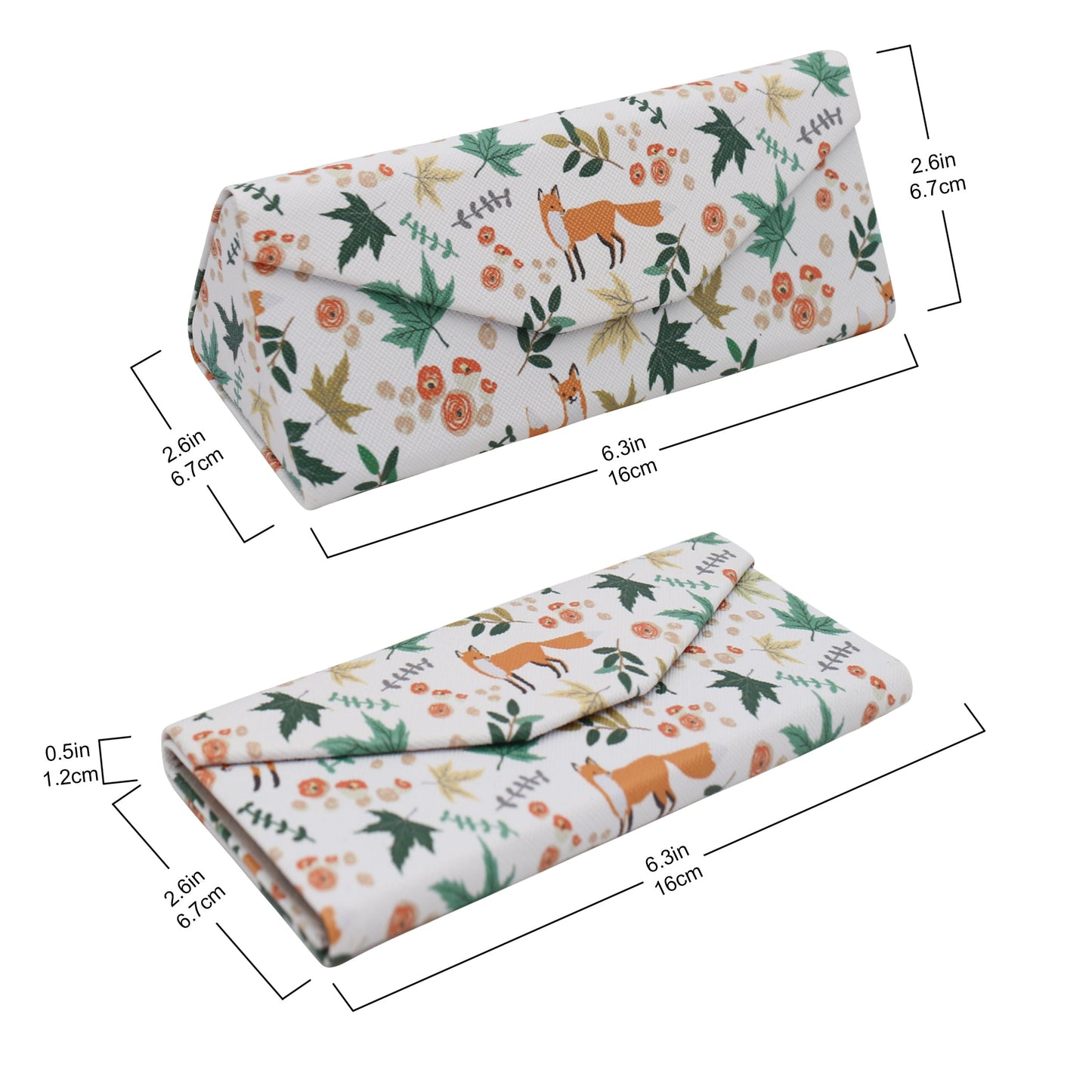 Fox Print Glasses Case - Vegan Leather Magic Folding Hardcase