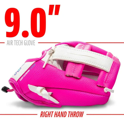 Franklin Sports Air Tech T-Ball Fielding Glove and Mitts with Ball - White /Pink