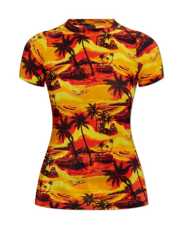 Freakier Friday Lindsay Lohan Orange Palm Tree Printed T-Shirt
