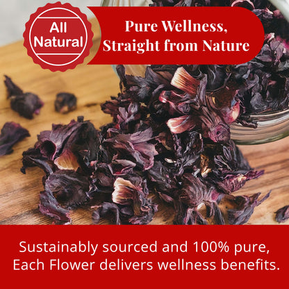 Akshit Hibiscus Flowers 5 oz  Herbal Tea | Flor de Jamaica tea | Dried Hibiscus | Loose Leaf Tea | Caffeine-Free | Vegan Friendly | Fleurs d'hibiscus bio Akshit