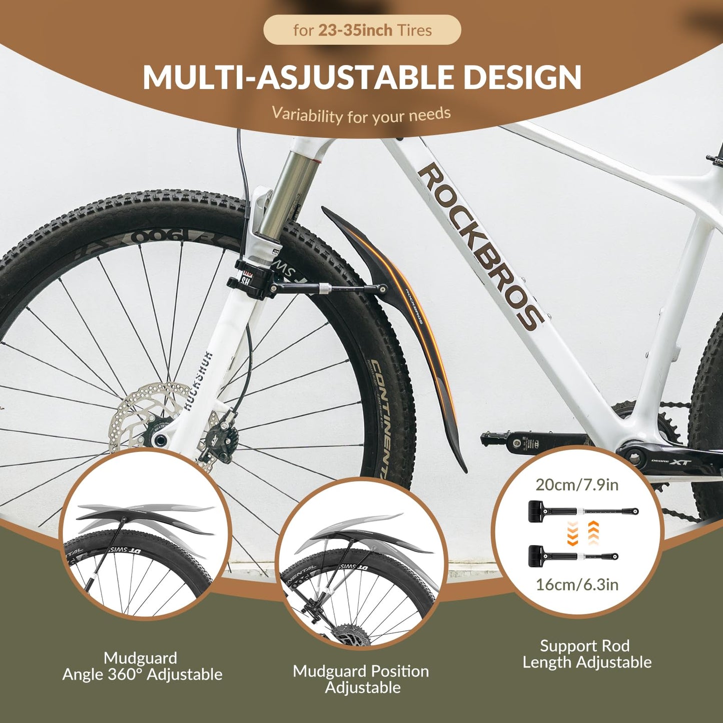ROCKBROS Adjustable Bike Fender for 26"/27.5"/29" MTB Mud Guards - Triathlete Store