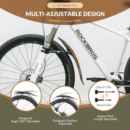 ROCKBROS Adjustable Bike Fender for 26"/27.5"/29" MTB Mud Guards - Triathlete Store