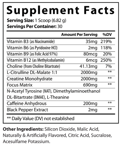 Fruit Punch Pre-Workout Energy Powder + Focus Boost & Hydration | Sugar Free
