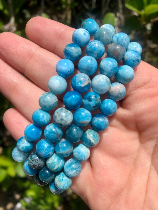Blue Apatite 8mm Bead Bracelet – Mental Clarity & Motivation