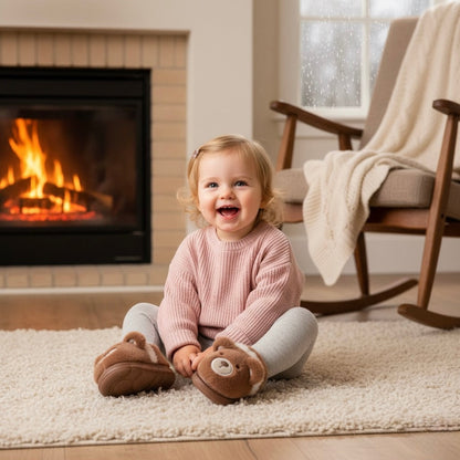Pre-Order Kids’ Fuzzy Slippers | Bear & Bunny Animal House Shoes