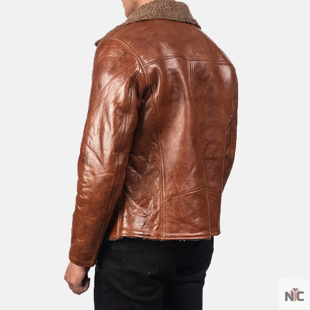 Furton Disressed Black Leather Biker Jacket