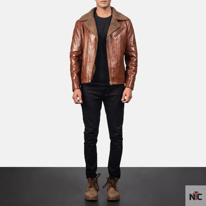 Furton Disressed Black Leather Biker Jacket