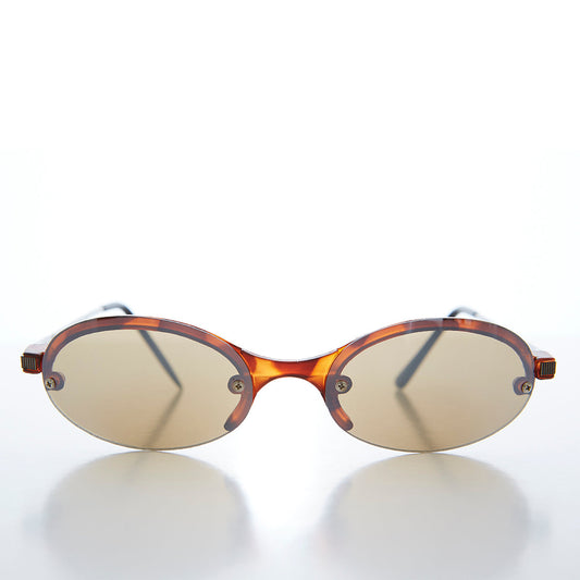 Edgy Sporty Oval Rimless Vintage 90s Sunglass - Galen