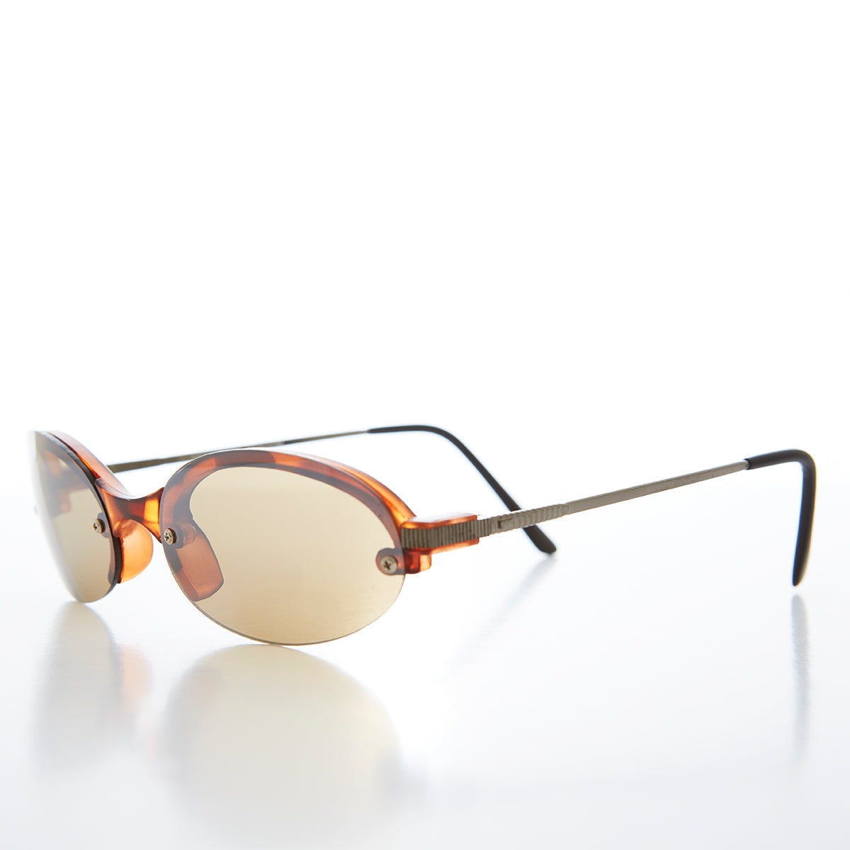 Edgy Sporty Oval Rimless Vintage 90s Sunglass - Galen