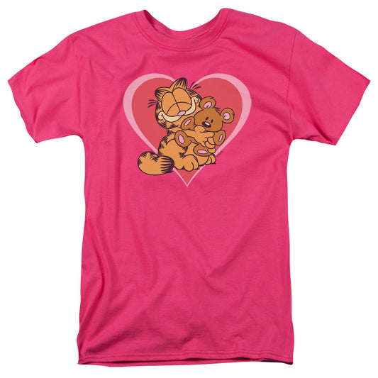 Garfield Cute Ncuddly Mens T Shirt Hot Pink Officially Licensed