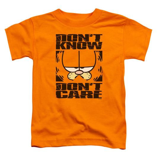 Garfield Dont Know Dont Care Toddler Kids Youth T Shirt Orange